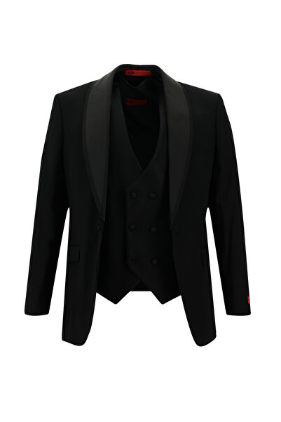 Kiğılı 7 Drop Slim Fit Dar Kesim Şal Yaka Yelekli Smokin & Damatlık