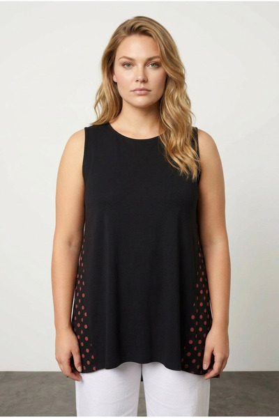 Stil Diva Μπλούζα με μανίκια με ασύμμετρη κοπή πουά στην πλάτη 302254