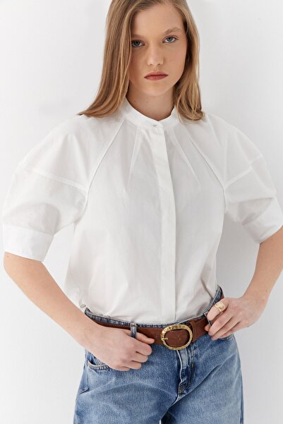 MARKALİSTE Watermelon Sleeve Cotton Shirt White