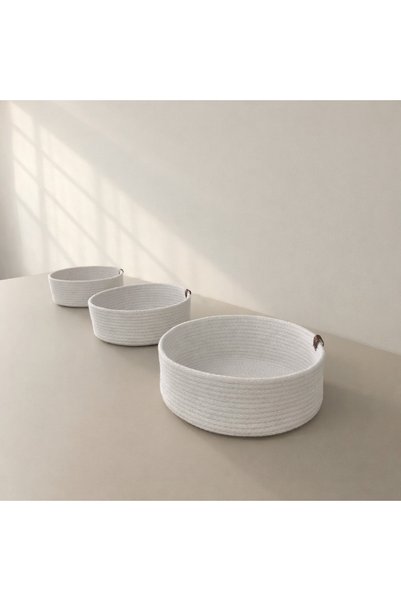 Generic Brand White Basket Set - 3-Piece Multi-Purpose Organizer Set - Bathroom and Kitchen Organizer