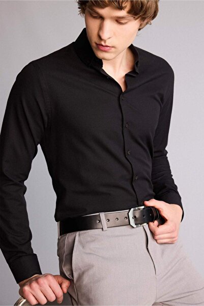 DeFacto Men's Rectangular Buckle Faux Leather Jean Belt I H5076Axns