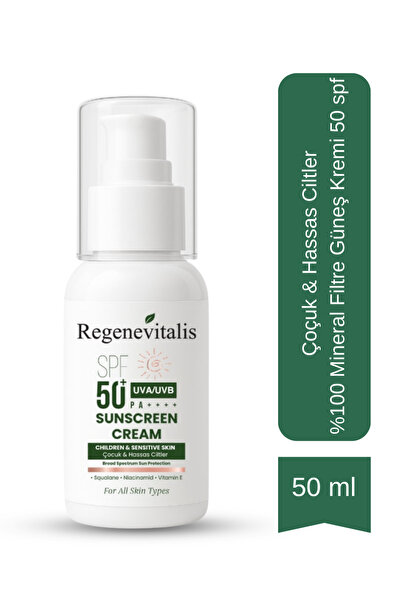 SPF 50+ Mineral Güneş Kremi | Hassas Ciltler & Çocuklar İçin | Niacinamide & Squalane