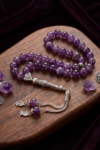 Taş Sandığı Rozariu din piatră ametist (8 MM)