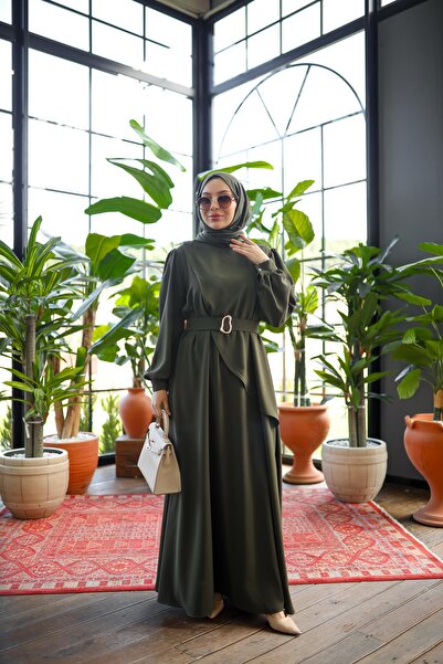 NS Moda فستان نازين غير متماثل للحجاب - كاكي - موديل 570