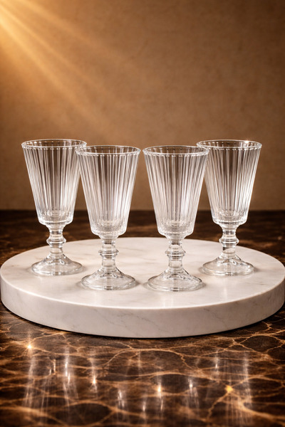 Maloria Çizgili Kahve Yanı Kısa Flüt Bardak | 6'lı