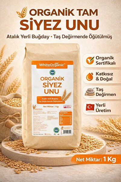 White Organic Organik Tam Siyez Unu 1 Kg Siyez Buğday Unu Atalık Yerli