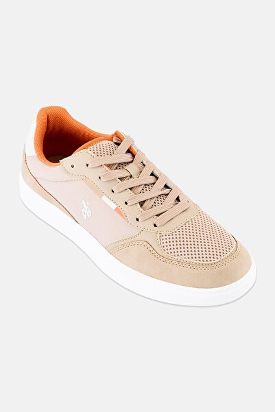 U.S. Polo Assn. Men Brand Logo Lace Up Casual Shoes, Beige
