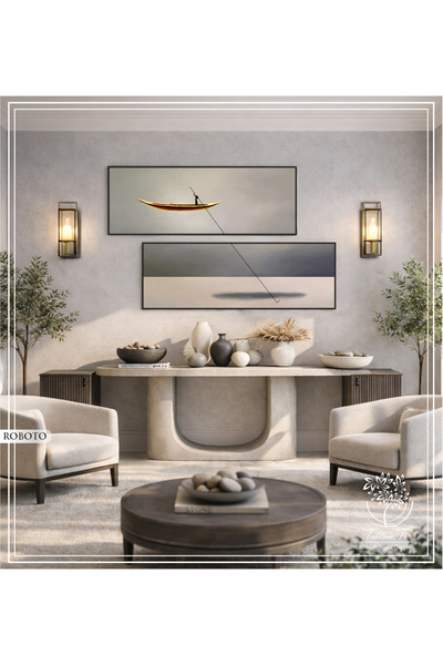 Tablomtr Metal Çerçeveli Gerçek Camlı Tablo Robotox İkili Set