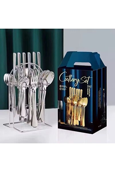 China Made 24-Piece Stainless Steel Cutlery Set with Metal Stand
