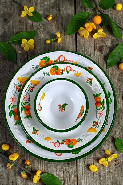 İnci Emaye 13-24-30 No 3-Piece Enameled Dinner Plate, Plate Serving, Food, Ca...