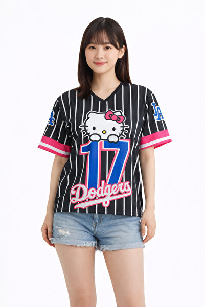 Freak Tshirt تي شيرت بلاك كيتي فورما دودجرز جيرسي برقبة على شكل حرف V للجنسين