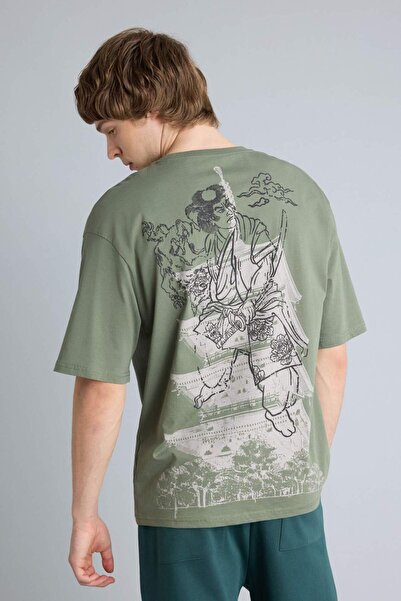 DeFacto Boxy Fit Printed Short Sleeve T-Shirt H2474Ax26Sp