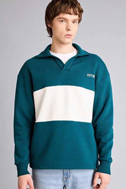 DeFacto Boxy Fit Polo Collar Sweatshirt H5225Ax26Sp