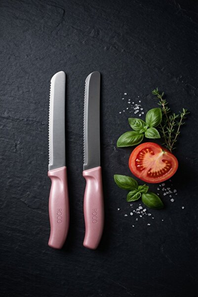 MAKRİ HOME Set of 2 Ultra Sharp Serrated Blades, Pink 22 cm 100% Guaranteed S...