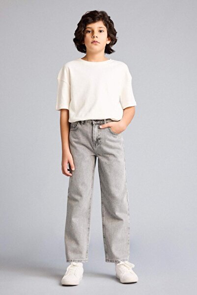 DeFacto Wide Leg Straight Leg Jean Trousers for Boys F8433A826Sm