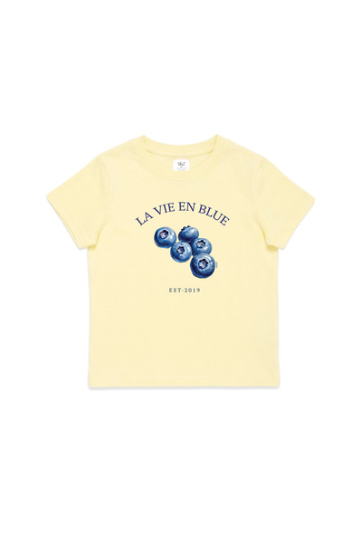 WHITE OF CREATIVE Kadın Blueberry Yaban Mersini Baskılı Baby Tee Crop Top