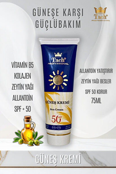 tach Güneş Kremi Spf50 Yüksek Koruma Ve Nemlendirici, Kolajen, Zeytinyağlı, B...