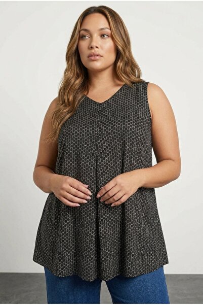 Stil Diva Μπλούζα Lycra με μοτίβο με λαιμόκοψη σε μεγάλο μέγεθος 303419