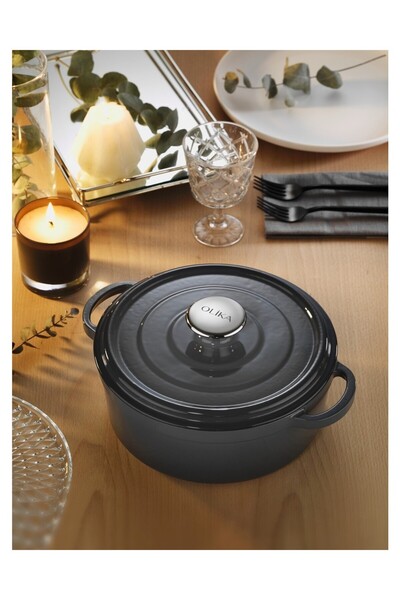OLİKA Iron 24cm Cast Iron Short Pot Gray