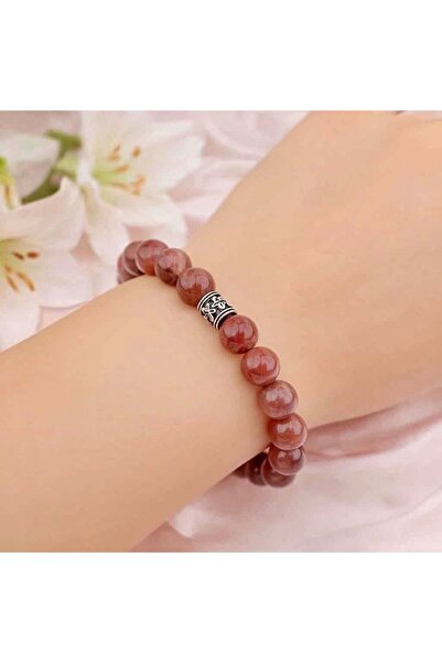 DOĞA KUTUSU BAŞAK VE YENGEÇ Taşı Bileklik (8mm) Çilek Kuvars