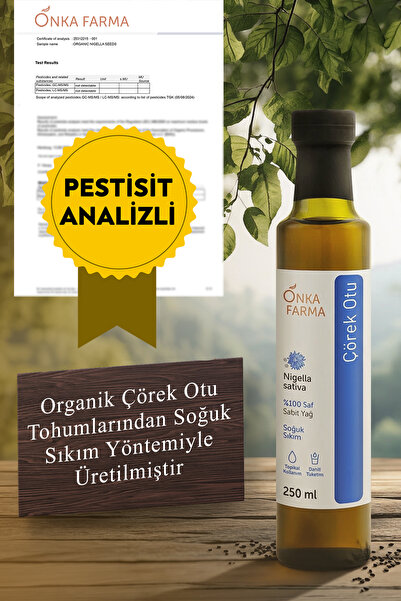OnkaFarma Onka Farma Soğuk Sıkım Çörek Otu Yağı 250 ml %100 Doğal %100 Saf Yerli Çörekotu Tohumundan