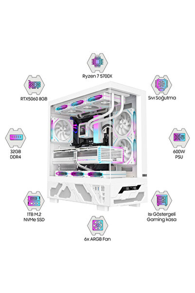 DRAGOS DRx7542 Ryzen 7 5700X 32GB Ram 1TB M2 NVMe SSD Gigabyte Windforce 8GB ...