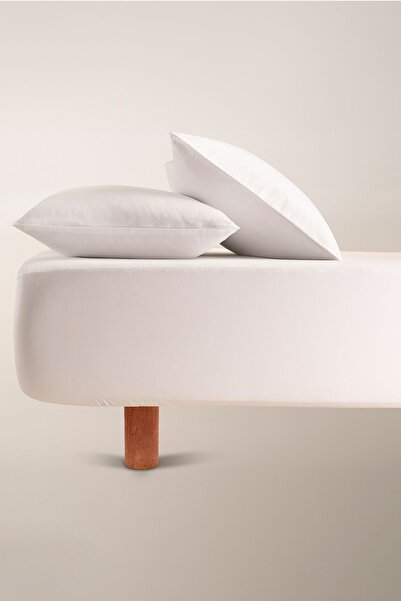 Penelope bumbac 100% Set Satin cearșaf cu elastic 200x200 Cm Alb - Seria Lia