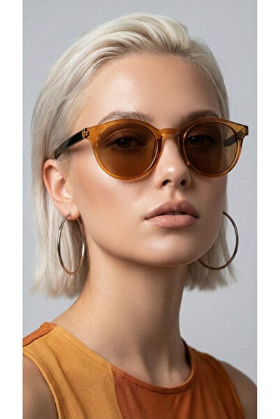 Olivier Philippe نظارات شمسية أوليفييه فيليب مستديرة باللون البني الشفاف