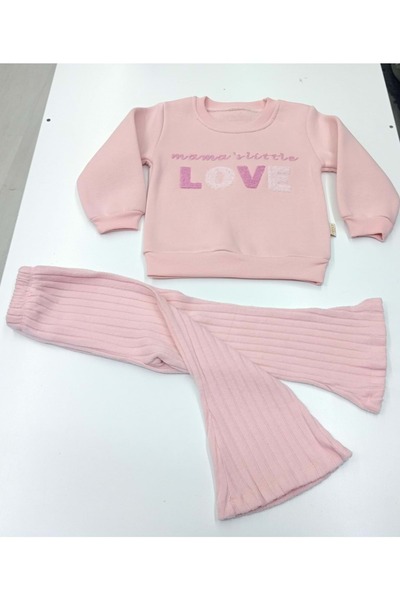 BAŞAK ÇOCUK GİYİM 1324 LOVE SÜZİNE NAKIŞLI ÜÇ İP TIK - PEMBE - 4-5 YAŞ