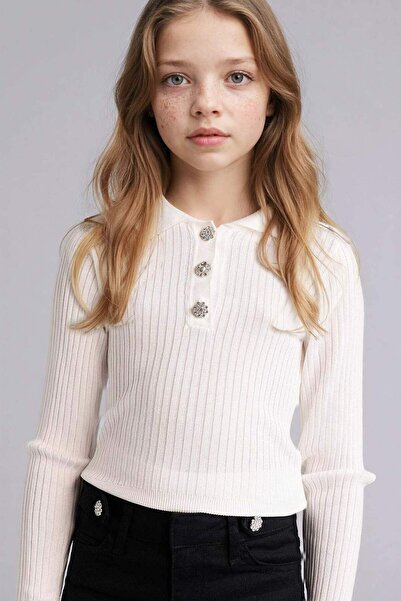 DeFacto Пуловер с камъни за момичета G7609A826SP