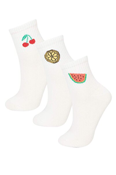 DeFacto Women's 3-Piece Cotton Socket Socks N0890azns