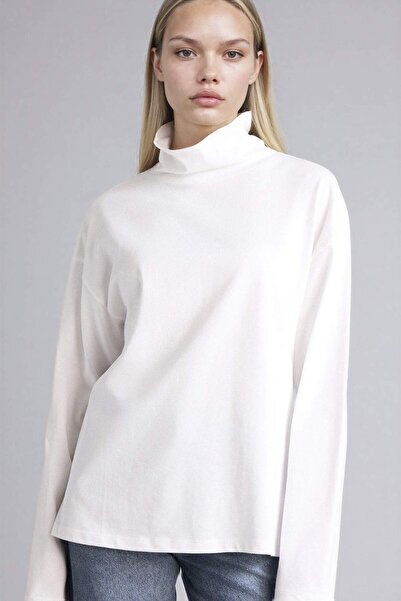 DeFacto 100% Cotton Relax Fit Half Turtleneck Premium T-Shirt G9576Ax26Sp