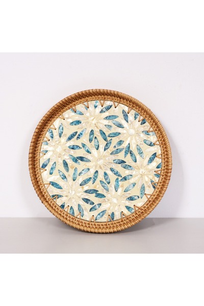 Renesse Home صينية أدري المصنوعة يدويًا من الخيزران مقاس 30 سم - صينية تقديم ...