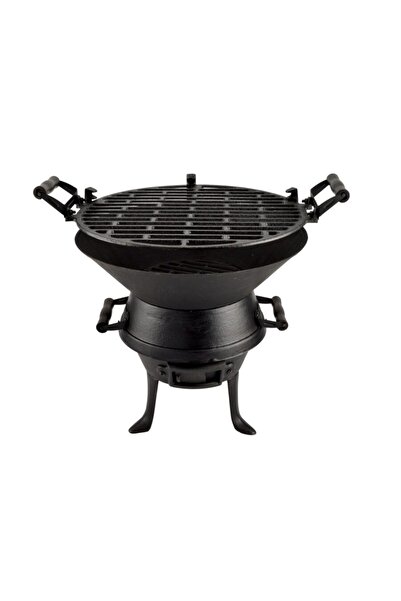 Perfect Home Gratar gradina cu carbuni, grill rotund, fonta, 35 cm,