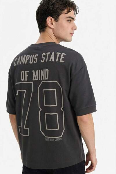 DeFacto تي شيرت مطبوع فضفاض يسمح بالتهوية F8143AX26SP