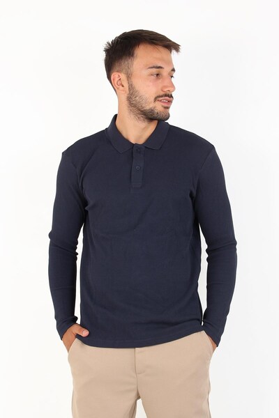 Mckanzie 5708 Hanorac texturat cu guler polo model - doi nasturi