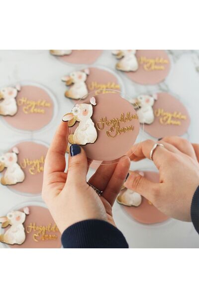 Çikolata Atölyesi Tavşan Temalı Kız Bebek Magneti 25 Adet