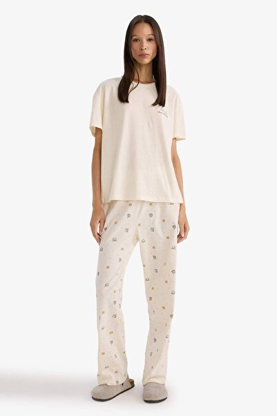 DeFacto Pajama Set Short Sleeve Top and Bottom G3116Ax26Sp