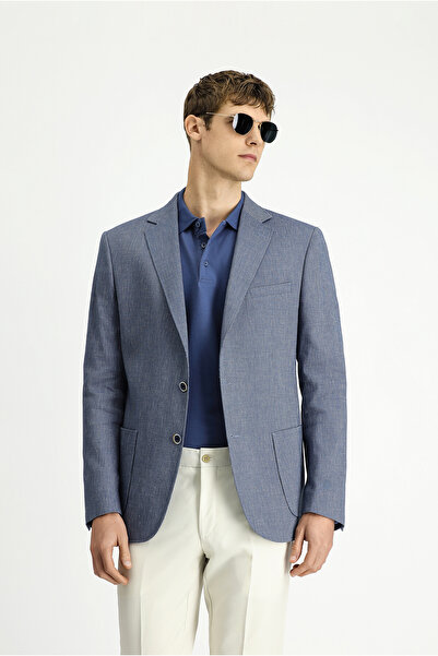 Kiğılı 6 Drop Regular Fit Standard Cut Linen Blended Striped Sports Jacket