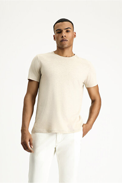 Kiğılı Tricou slim cu decolteu slim fit din amestec de in