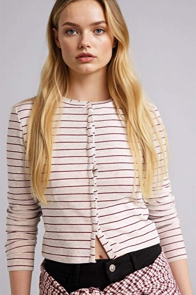 DeFacto Fitted Crew Neck Ribbed Cardigan G9444Ax26Sp