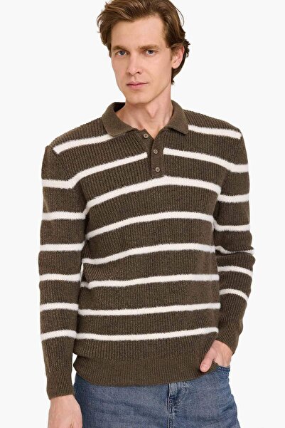 DeFacto Standard Fit Striped Knitwear Sweater F2733Ax25Wn