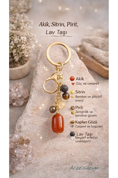 arzela Natural Stone Agate Keychain Bag Ornament Charm Protection Love Affect...