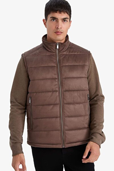 DeFacto Slim Fit High Collar Lined Suede Vest F7753Ax26Sp