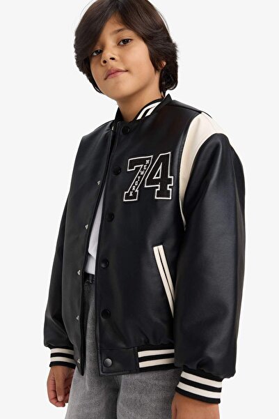 DeFacto Water Repellent Bomber Embroidered Coat for Boys F6375A826Sp