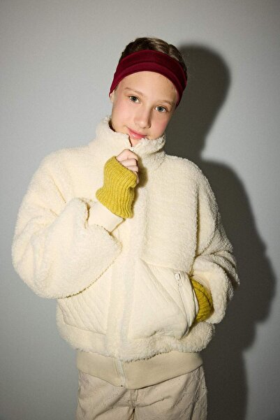 DeFacto Cardigan din lână polară cu guler înalt și fermoar pentru fete G5381A...