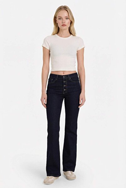 DeFacto Mıa Flare Fit Regular Waist Straight Leg Long Jean Trousers F9602Ax26Sp