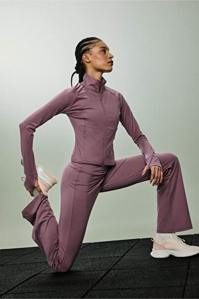 DeFacto Pantaloni sport Airtech Flare Fit, cu talie înaltă, evazați, cu ating...