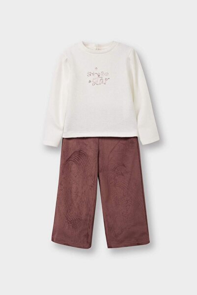 DeFacto Set 2 piese cu imprimeu Hanorac piele întoarsă Pantaloni Bebeluşă G57...