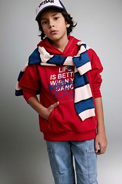 DeFacto Oversize kroj Široka majica Sa kapuljačom Štampano za dečake G6189A825CW